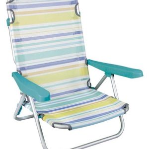 Silla Playa Aluminio Multiposición Rayas con Reposacabezas 25 cm