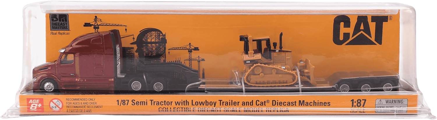 Tractor tándem Peterbilt Modelo 579 UltraLoft 1:87 con remolque Lowboy y Bulldozer Cat D5M | - Imagen 2