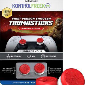 KontrolFreek Inferno (PS4)-(PS5) 1 de altura alta, 1 de altura media | Rojo/Blanco
