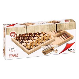 Set 3 en 1 Ajedrez-Damas-Backgammon de Madera