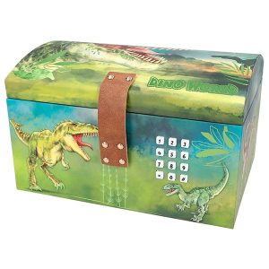 Dino World Cofre del Tesoro con Código Sonido y Luz