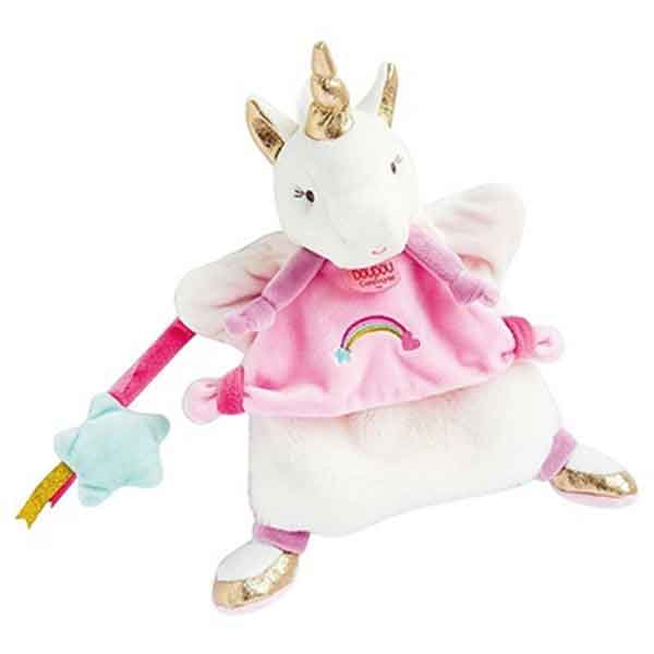 Peluche Doudou Títere Unicornio Rosa 28cm