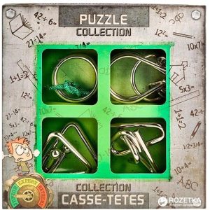 Caja 4 Puzzles Metal Verde