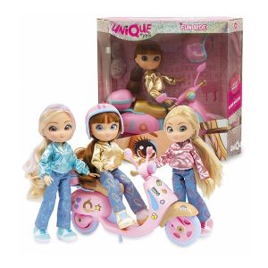 Unique Eyes Muñeca con Scotter Fun Rider