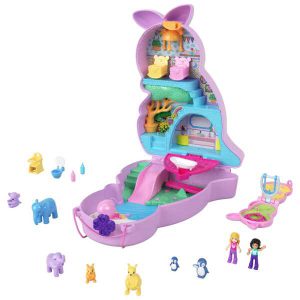 Polly Pocket Cofre con muñecas, figuras y accesorios Bolso canguro