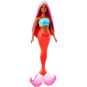 Barbie Muñeca Sirena Cola Rígida Cola Coral