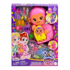 Polly Pocket Cofre Bolso Mamá Mono y Bebé