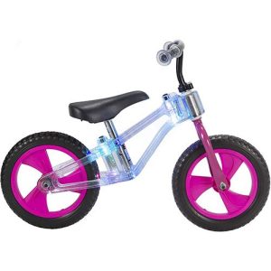 Bicicleta Infantil sin pedales Balance Bike Rosa con luces Led 12 Pulgadas