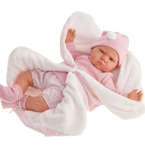 Muñeca berta c/manta rosa 52 cm.