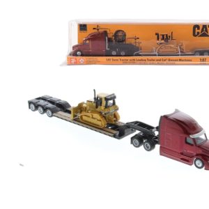 Tractor tándem Peterbilt Modelo 579 UltraLoft 1:87 con remolque Lowboy y Bulldozer Cat D5M |