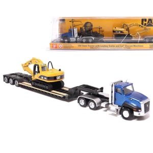 Tractor de cabina de día Cat CT660 a escala 1:87 con remolque Lowboy y excavadora hidráulica Cat 315C L