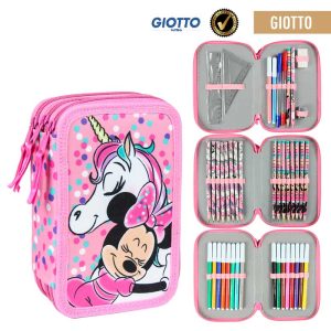 Estuche triple minnie unicornio c/a