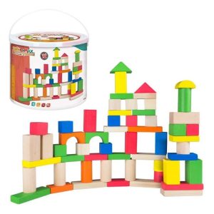 Cubo 100 bloques madera woomax