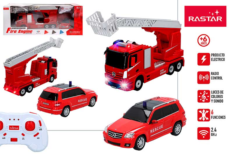 Set camion y coche bomberos r/c