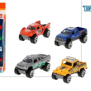 Set 4 coches metal speed & go 1:64