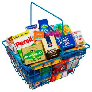 Cesta compra metal c/productos